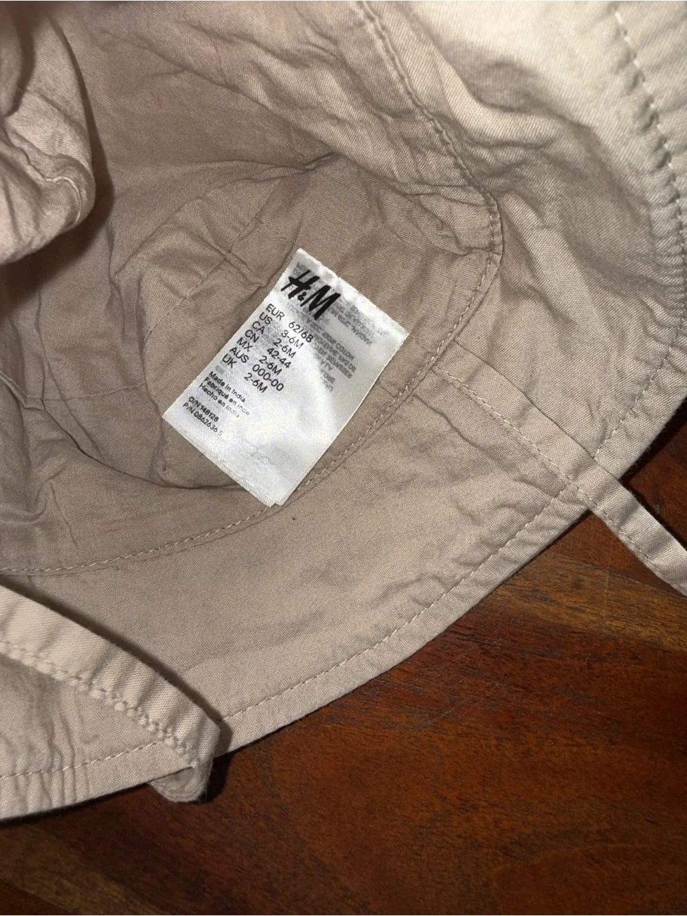 H&M Kids Light Beige Cotton Bucket Hat with Chin Ties